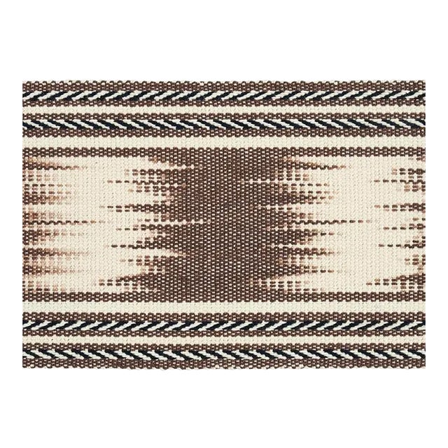 Sample - Schumacher Banyan Ikat Tape in Brown For Sale