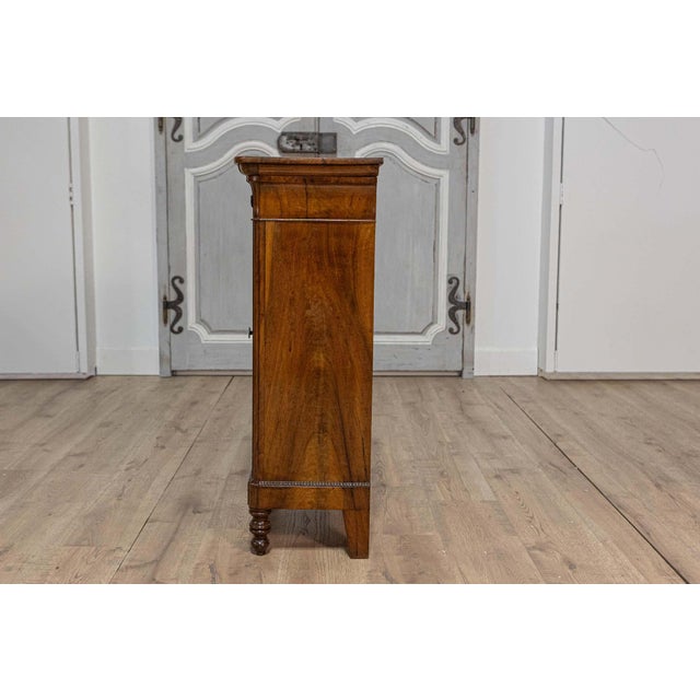 Italian 19th Century Walnut Bedside Table with Drawer over Door, Carved Motifs For Sale - Image 9 of 10