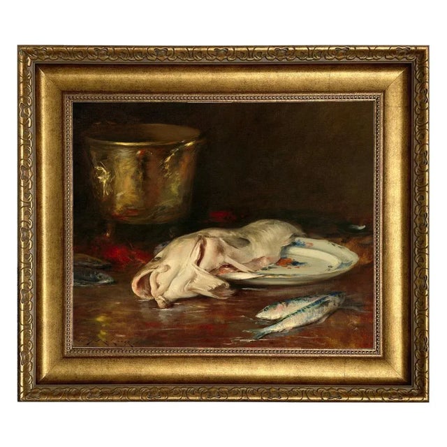 Not Yet Made - Made To Order English Cod Still Life Print on Canvas in Wide Antiqued Gold Frame, 16x20" Print, 22x26" Framed For Sale - Image 5 of 5
