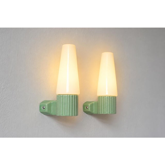 1960s Ceramic Wall Sconces by Hans-Agne Jakobsson for Ifö, Sweden, 1960s, Set of 2 For Sale - Image 5 of 6