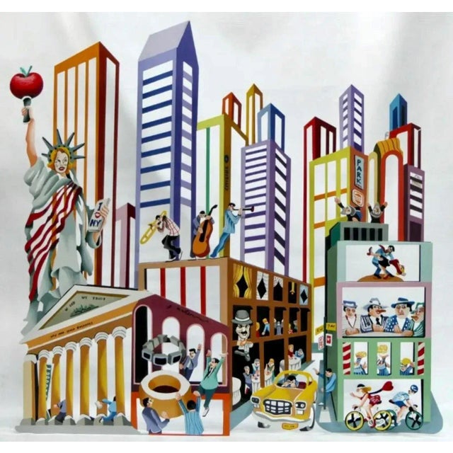 Large painted metal wall hanging sculpture by Yuval Mahler (Israeli, b. 1951). Hand signed "Y. Mahler" recto. (it is not...