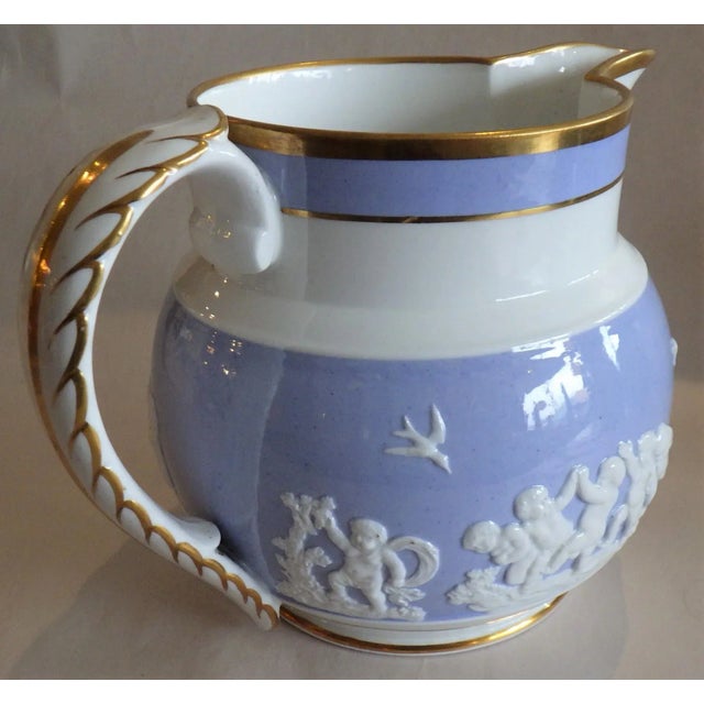 Cornflower Blue 19th Century Early Spode Porcelain Sprig Relief Jug, Pitcher For Sale - Image 8 of 13