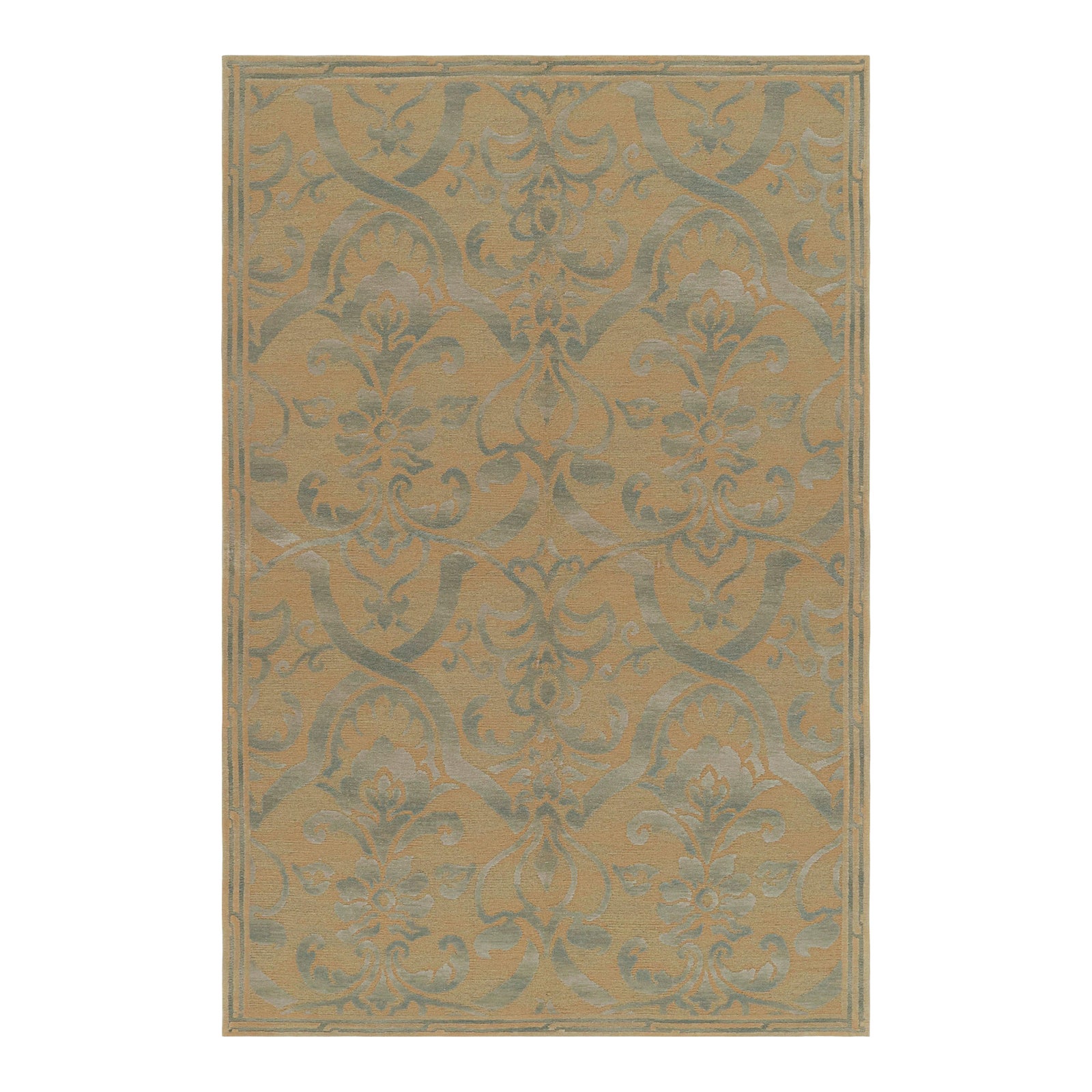 Rug & Kilim’s Italian Style Floral Rug in Beige-Brown and Gray Floral ...