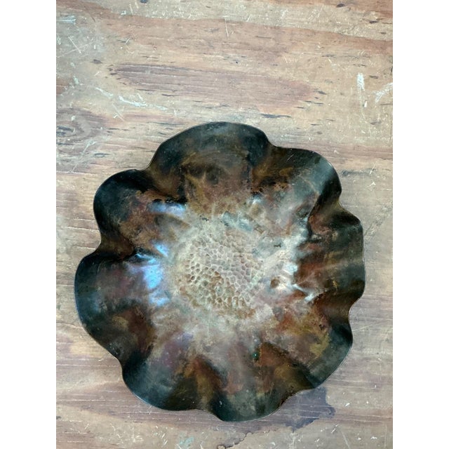 Vintage Scalloped Copper Decorative Bowl For Sale - Image 12 of 15