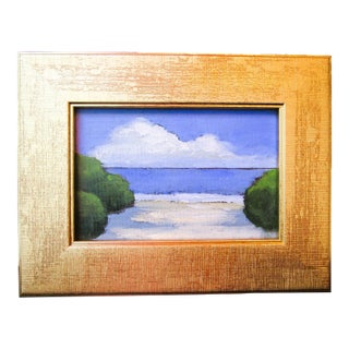 Framed Pacific Coast Dunes Art 4x6 Lynne French Seascape Landscape For Sale