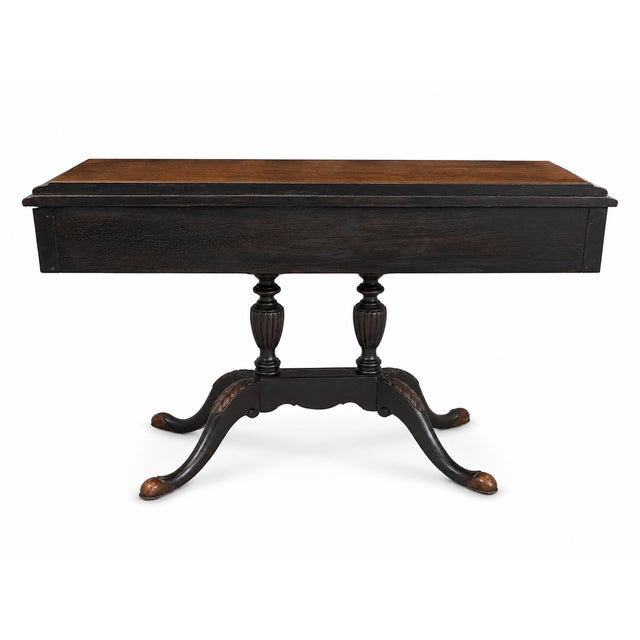 Early 20th Century Restored Berkey & Gay Neoclassical Writing Desk With Burl Wood & Black Accents For Sale - Image 9 of 9