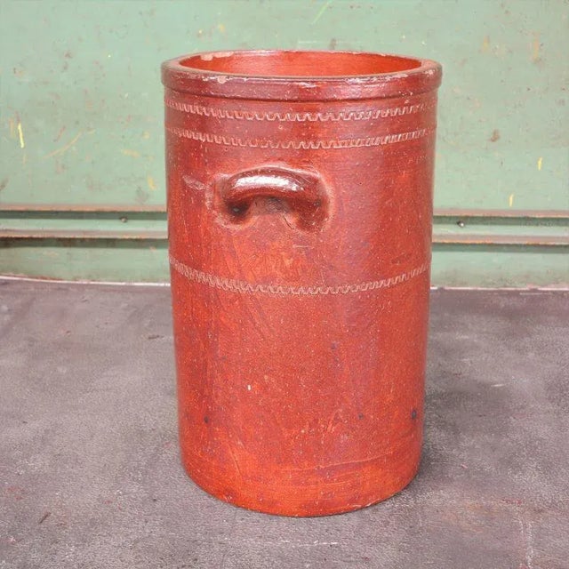 Antique Industrial Style Red Earthenware Pot from Unleserlich, 1900s For Sale - Image 4 of 8