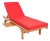 Newport Chaise Lounge Chair with Side Table, Natural/Red Cushion For Sale