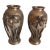 Antique Pair Japanese Bronze Iris Vases 19th C. Meiji Period Signed For Sale