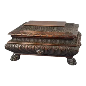 Italian Wood Carved Casket Box