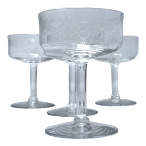 Early 1900’s Antique Monogah Roseland Clear Pattern Liquor Cocktail Glasses Set of (4)