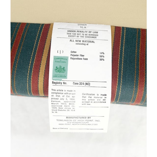 Pair of Carved Bases & Arms Striped Upholstery Fire Side Arm Lounge Chairs MINT! For Sale - Image 9 of 18