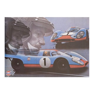 Gulf-Porsche 1971 Vintage Swiss Auto-Racing Poster For Sale