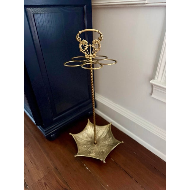 Vintage Brass Umbrella or Cane Stand For Sale - Image 4 of 12