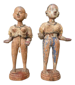 Indonesian Artist, Figurative Sculptures, Late 1700s, Wood, Set of 2