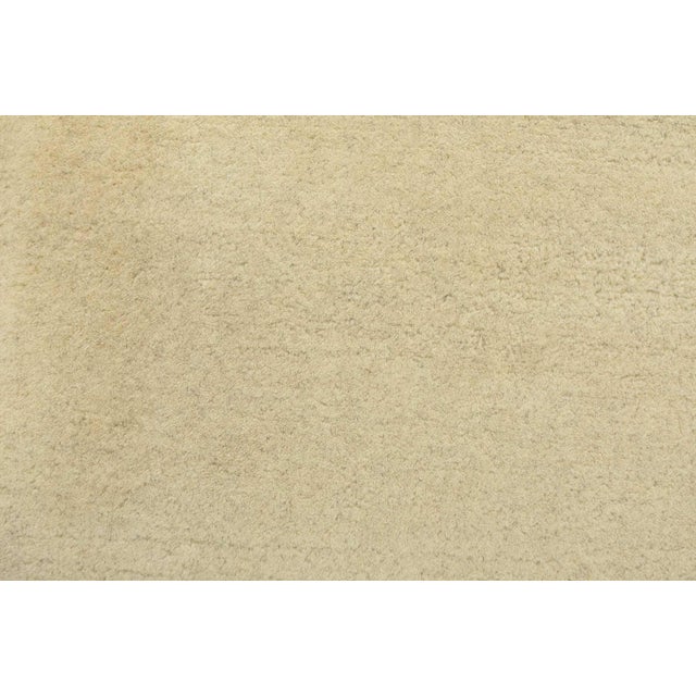 Solid Ivory Rug 6’4” X 7’11” Wool Contemporary Hand-Knotted Carpet For Sale - Image 4 of 11