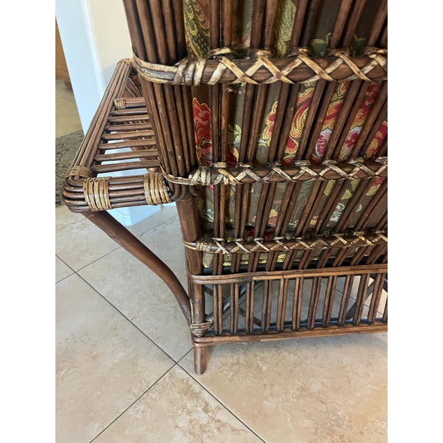 Brown Stunning Vintage Coastal Palecek President’s Stick Rattan Lounge Chair For Sale - Image 8 of 12