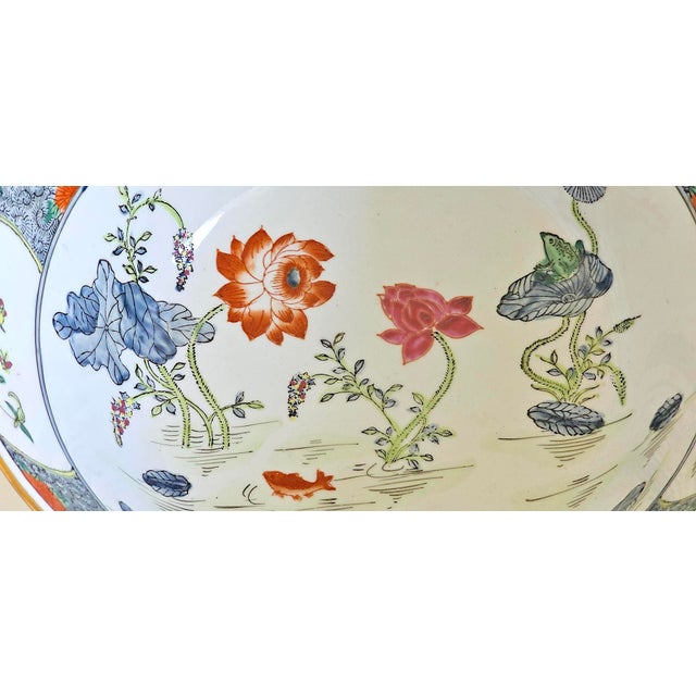 Mid-Century Chinoiserie Decorative Porcelain Centerpiece Bowl For Sale - Image 9 of 10