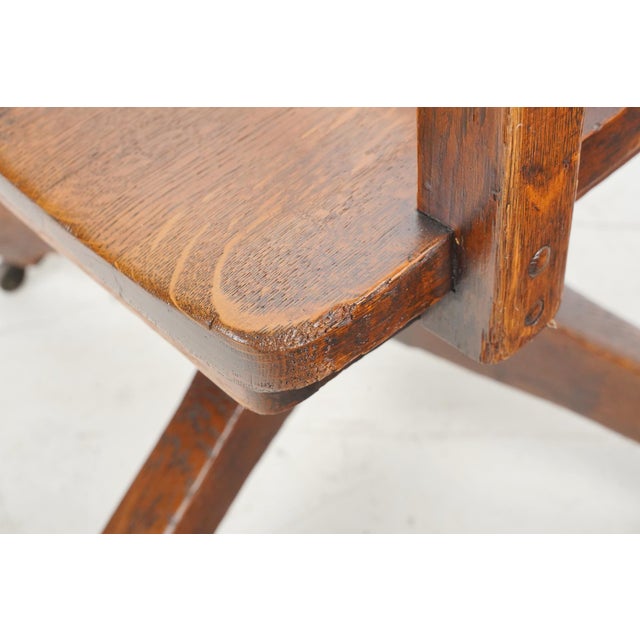 Early 20th Century Quarter Sawn Oak Swivel Office Chair For Sale - Image 4 of 11