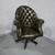 A super deep buttoned desk or office chair, swivel mechanism on brass castors, individual black studs, very good ovverall...