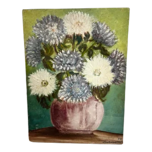 Original Art Still Life, Canvas on Board, Signed by Artist 1972