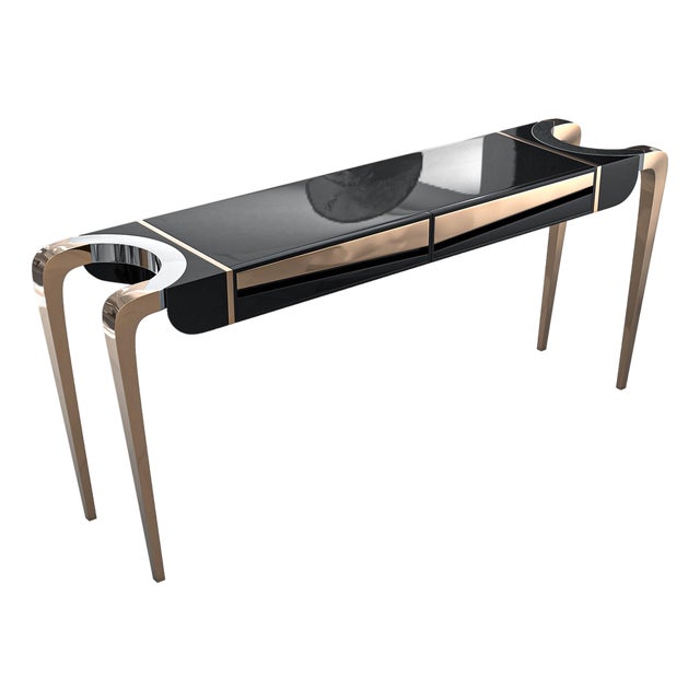 "Paradosso" Credenza With Stainless Steel and Bronze For Sale