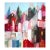 Blue Sky Village - Original Abstract Village Landscape Acrylic Painting on Canvas For Sale