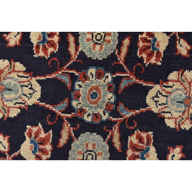 Textile Sarouk Runner 3'7'' X 9'11'' Blue Wool Vintage Traditional Hand-Knotted Rug For Sale - Image 7 of 13