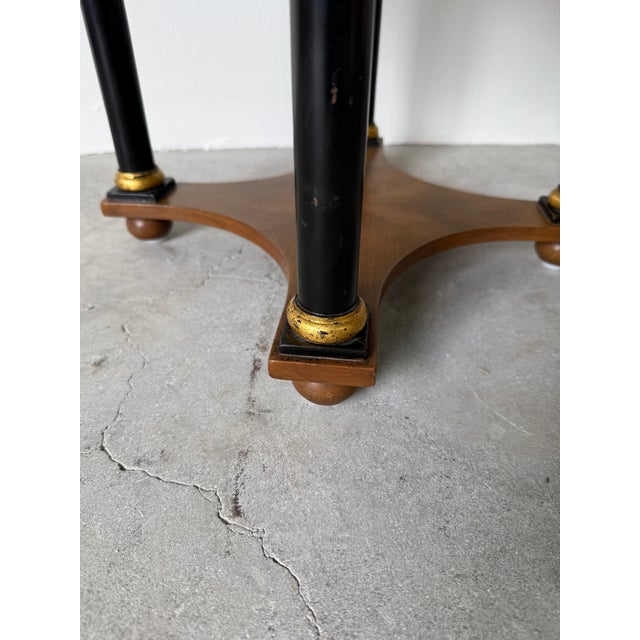 1970s Baker Furniture Regency Style Wooden Side Table With Octagonal Burlwood Top For Sale - Image 10 of 18