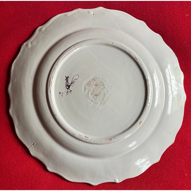 Green Antique 19th Century Italian Cantagalli Faience Dinner Plate From Florence For Sale - Image 8 of 9