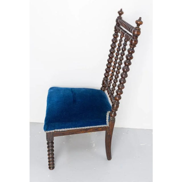 Brown Napoleon III Chair with Turned Beech & Velvet for Child, 1880s For Sale - Image 8 of 12