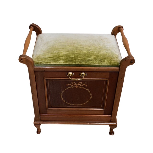 English Stool or Magazine Rack in Blond Mahogany, 1920s For Sale