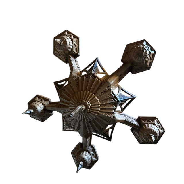 1930s Art Deco Five Light Chandelier Circa 1930’s For Sale - Image 5 of 7