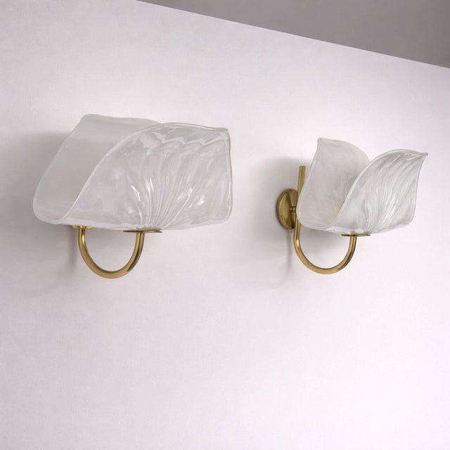Italian Floral Sconces Murano Glass Wall Lights Brass, 1970s For Sale - Image 12 of 12