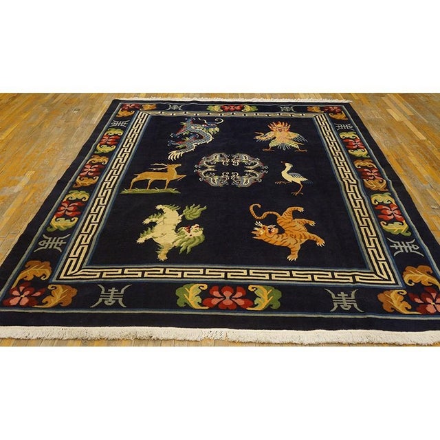 Antique Chinese - Tibetan Knotted Rug, Circa Date: 1940s. This exceptional piece from the mid-20th century showcases the...