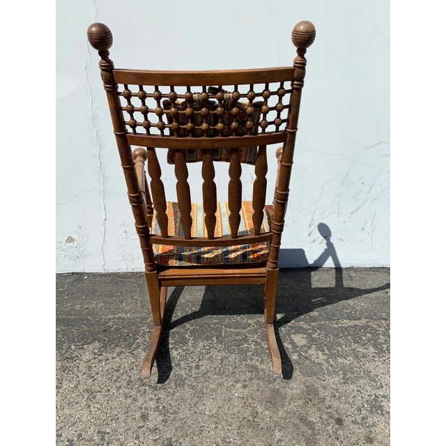 Early 20th Century Antique Rocking Chair Wood Spindle For Sale - Image 10 of 10