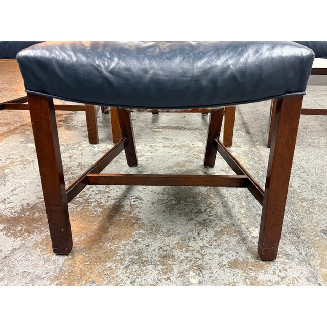 Blue Georgian Carved Mahogany Dining Chairs, Set of Four For Sale - Image 8 of 12