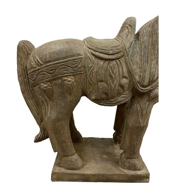 Early 20th Century Chinese Vintage Carved Stone Horse Statue/Sculpture For Sale - Image 11 of 13