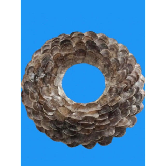 Hollywood Regency Monumental Coastal Oyster Shell Round Mirror For Sale - Image 4 of 9