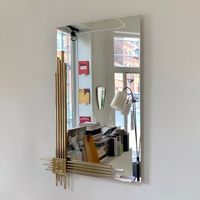 Mid-Century Modern Wall Mirror by Angelo Brotto for Esperia, Italy, 1970s For Sale - Image 3 of 14