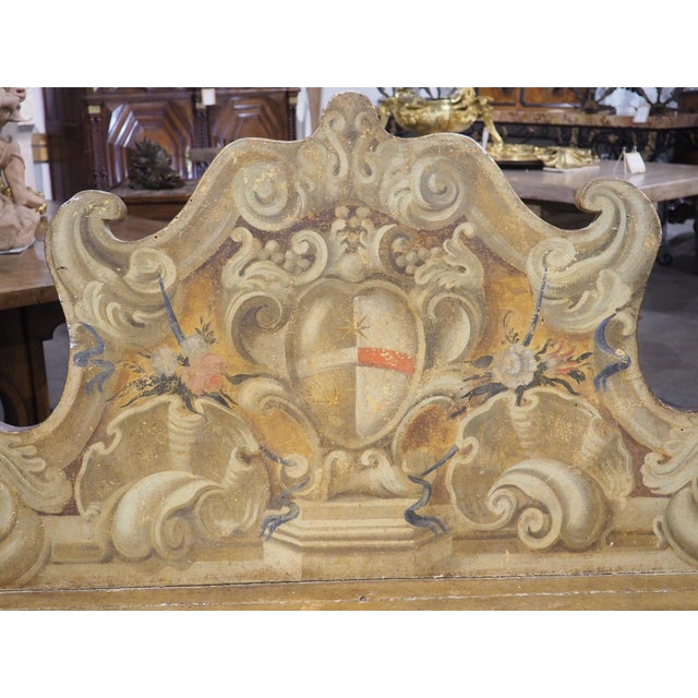 18th Century 18th Century Painted Armorial Cassapanca Bench From Tuscany, Italy For Sale - Image 5 of 18