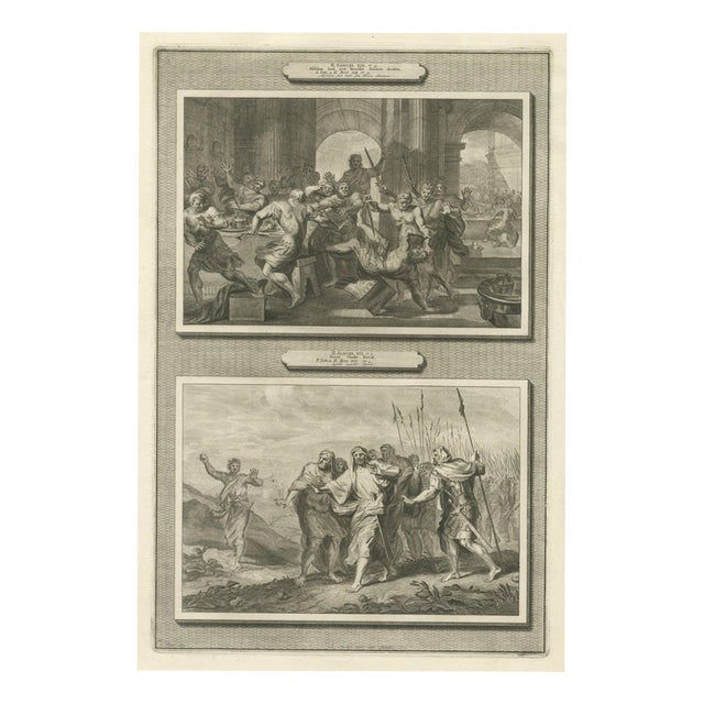 Pieter Mortier, Absalom Has Amnon Killed and Shimei Curses David, Pieter 1700, Engraving For Sale