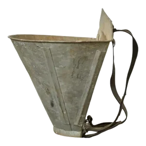 French Zinc Grape Hotte Basket Painted by Ira Yeager