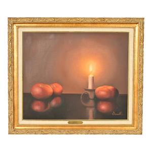 Original Artist Signed Garnelli Still Life Oil Painting on Canvas "Summer Eve Harvest" in Carved Giltwood Frame