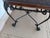 1980s 1980s Glass Top End Table With Leaf Etched Trim on Dark Metal Legs For Sale - Image 5 of 7