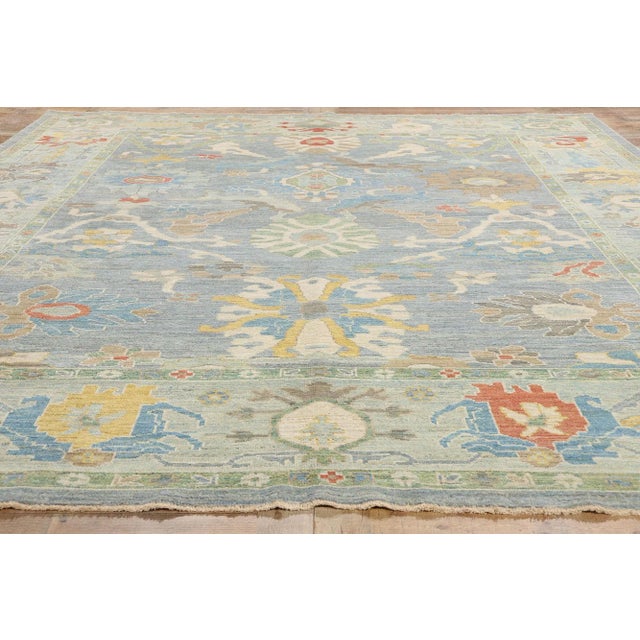 Blue Blue Persian Sultanabad Rug - 10'02 X 12'04 For Sale - Image 8 of 9