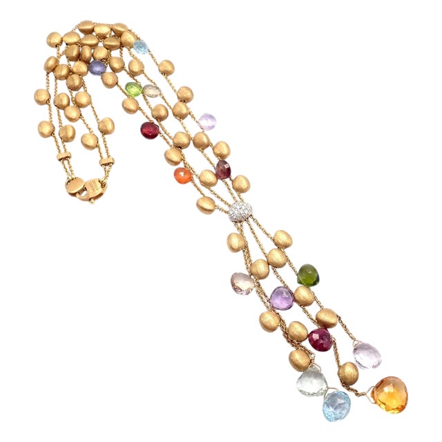 Marco Bicego Yellow Gold Paradise Gemstone Diamond Necklace For Sale