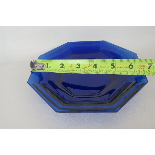Blue Deep Cobalt Blue Glass Plate 8 Sided Octagonal Small Dish Geometric Style 4879b For Sale - Image 8 of 10