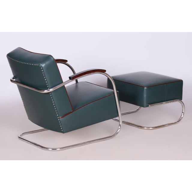 Silver Bauhaus Stool in Chrome & Leather attributed to Robert Slezák, Czech, 1930s For Sale - Image 8 of 18