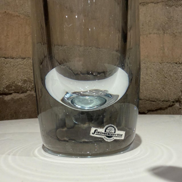 Strombergshyttan Swedish Ice Blue Crystal Decanter Vessel Scandinavian Modern For Sale In San Diego - Image 6 of 10